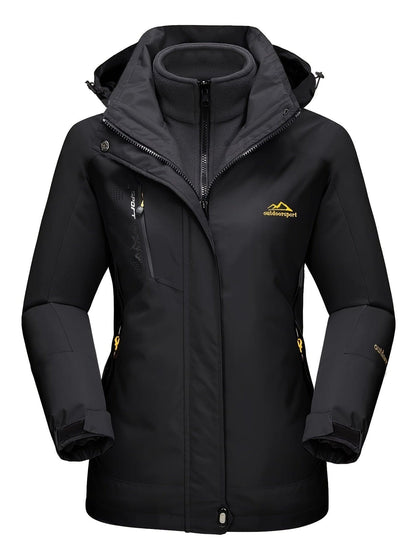 3-in-1 Waterproof Winter Coat, Fleece Lined,Two-Piece Suit, Hooded Ski & Hiking Jacket
