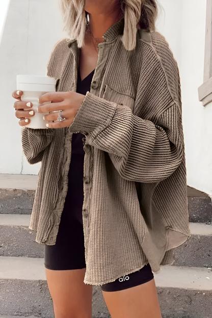 Mila - Soft Knitted Cardigan with Waffle Pattern