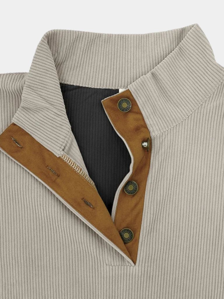 High Collar Corduroy Retro Pullover
