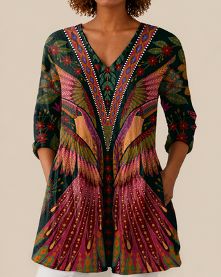 Mila | Long Blouse with Expressive Pattern