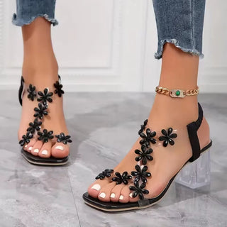 Crystal Bloom High Heel Sandals