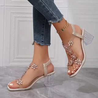 Crystal Bloom High Heel Sandals